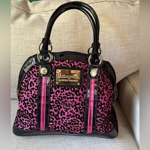 Betsey Johnson Black and Pink Leopard Satchel